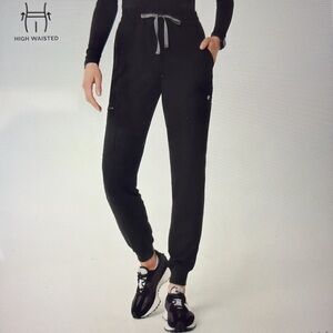 FIGS high waisted Uman jogger scrub pants black women’s Drawstring size XS